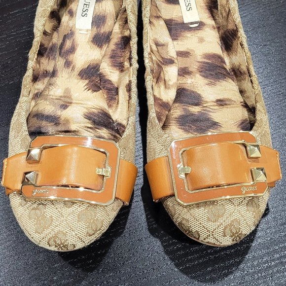 Guess Beige and Brown Flats - Picture 1 of 4